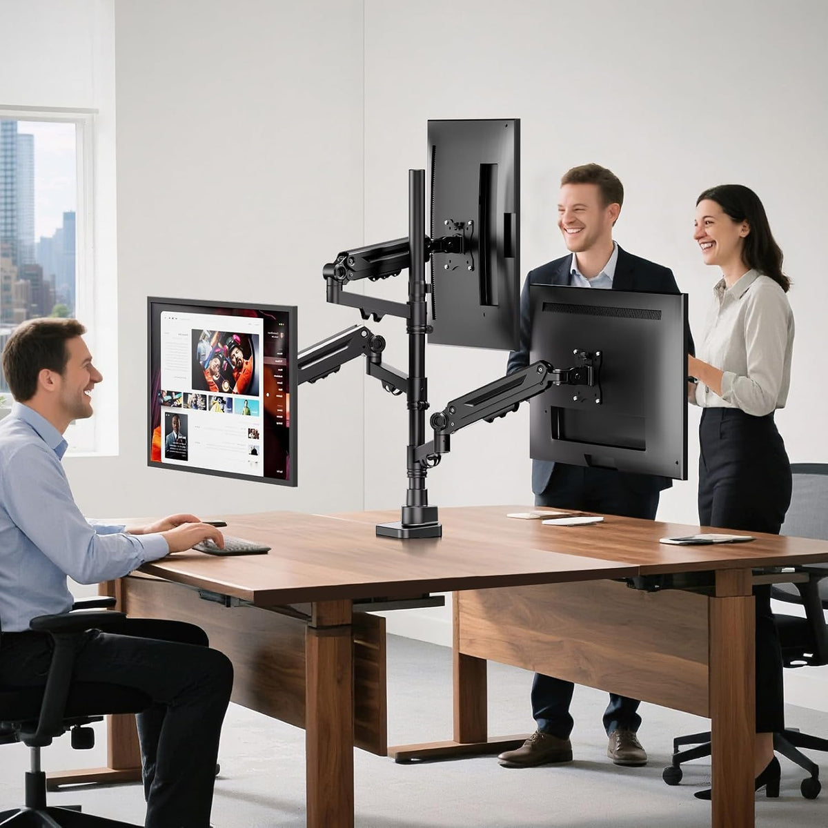 Triple Monitor Mount for up to 35’’ Ultrawide Screens, Heavy Duty,Black