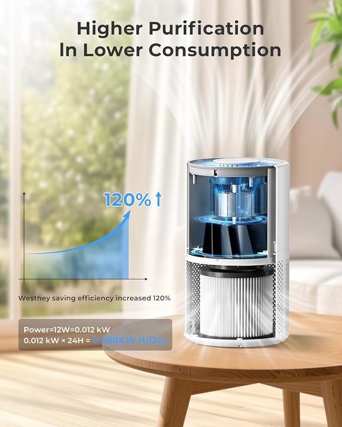 Air Purifiers for Home Large Room up to 1650 ft², WESTHEY H13 True HEPA Air