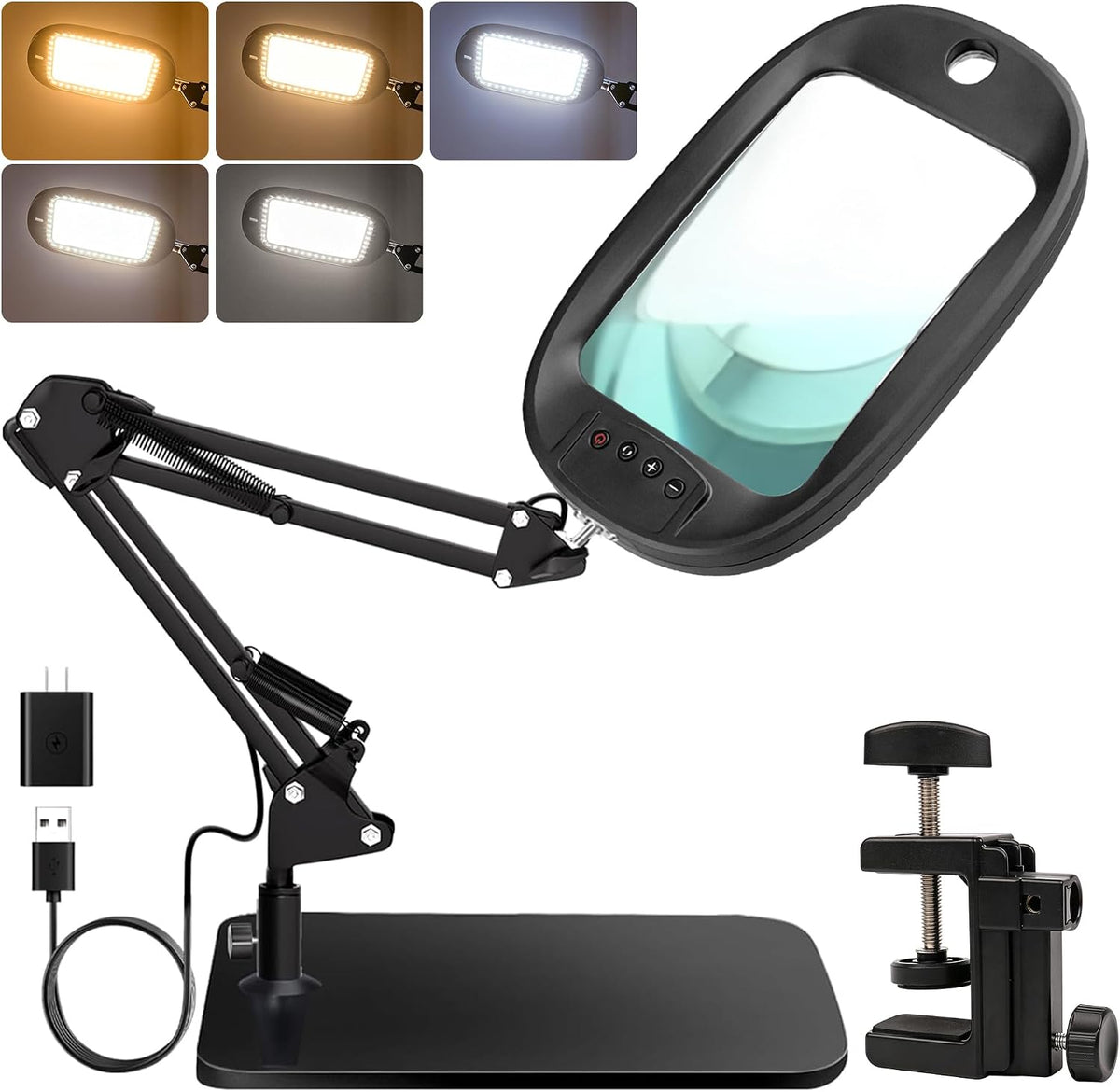 10X 30X Large Magnifying Glass with Light and Stand, Hands-Free Magnifier