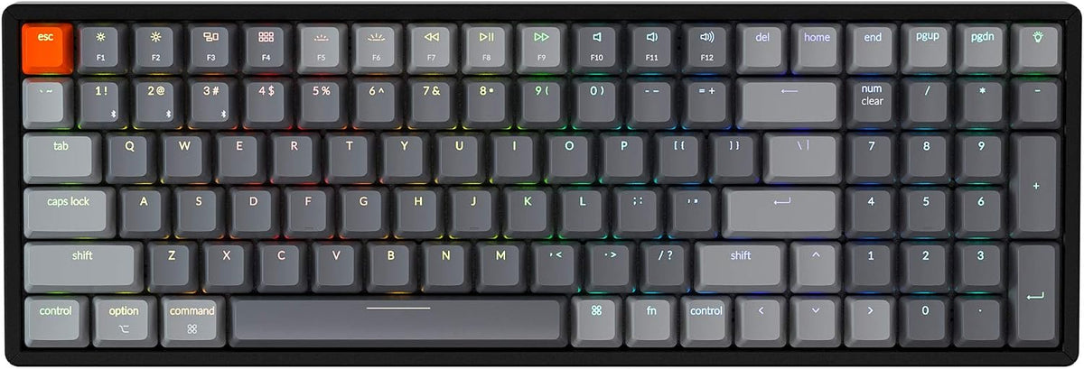 Keychron K4 RGB Hot Swappable Mechanical Keyboard, 96% Layout Bluetooth Wireless/USB Wired Computer Keyboard with Super Red Switch Aluminum Frame for Mac Windows-Version 2