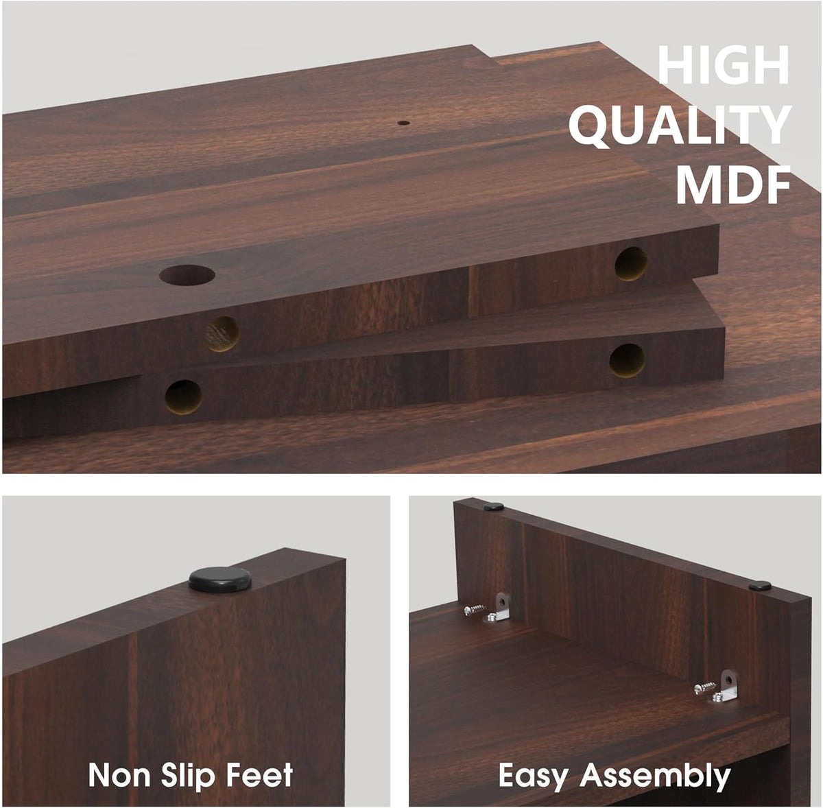 Fenge 31.5 Inch Dual Monitor Stand Riser for Desk, Brown