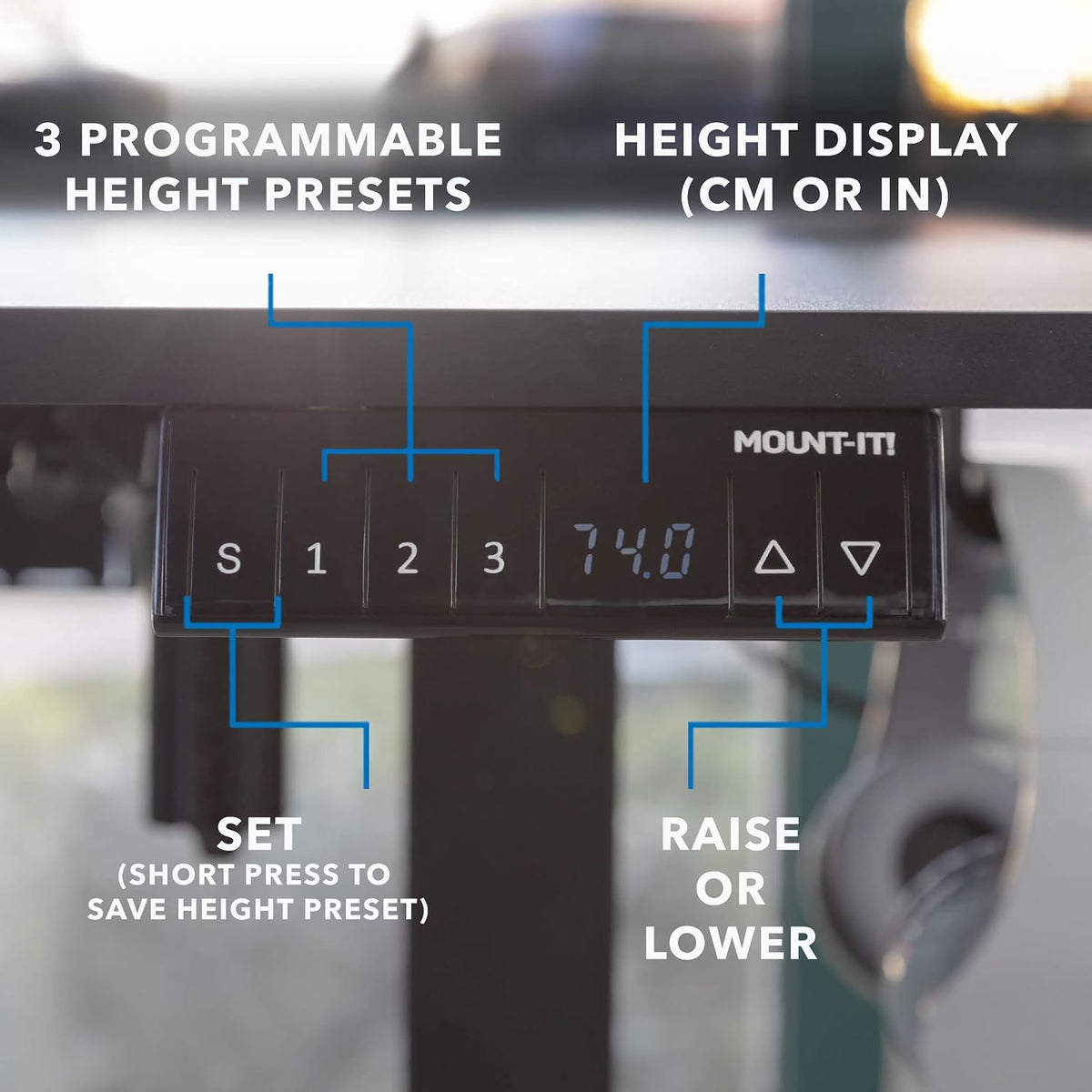 Mount-It! Standing Desk L Shape, Electric Height Adjustable Sit Stand Corner Workstation with Reversible Desktop, Steel Frame, Black