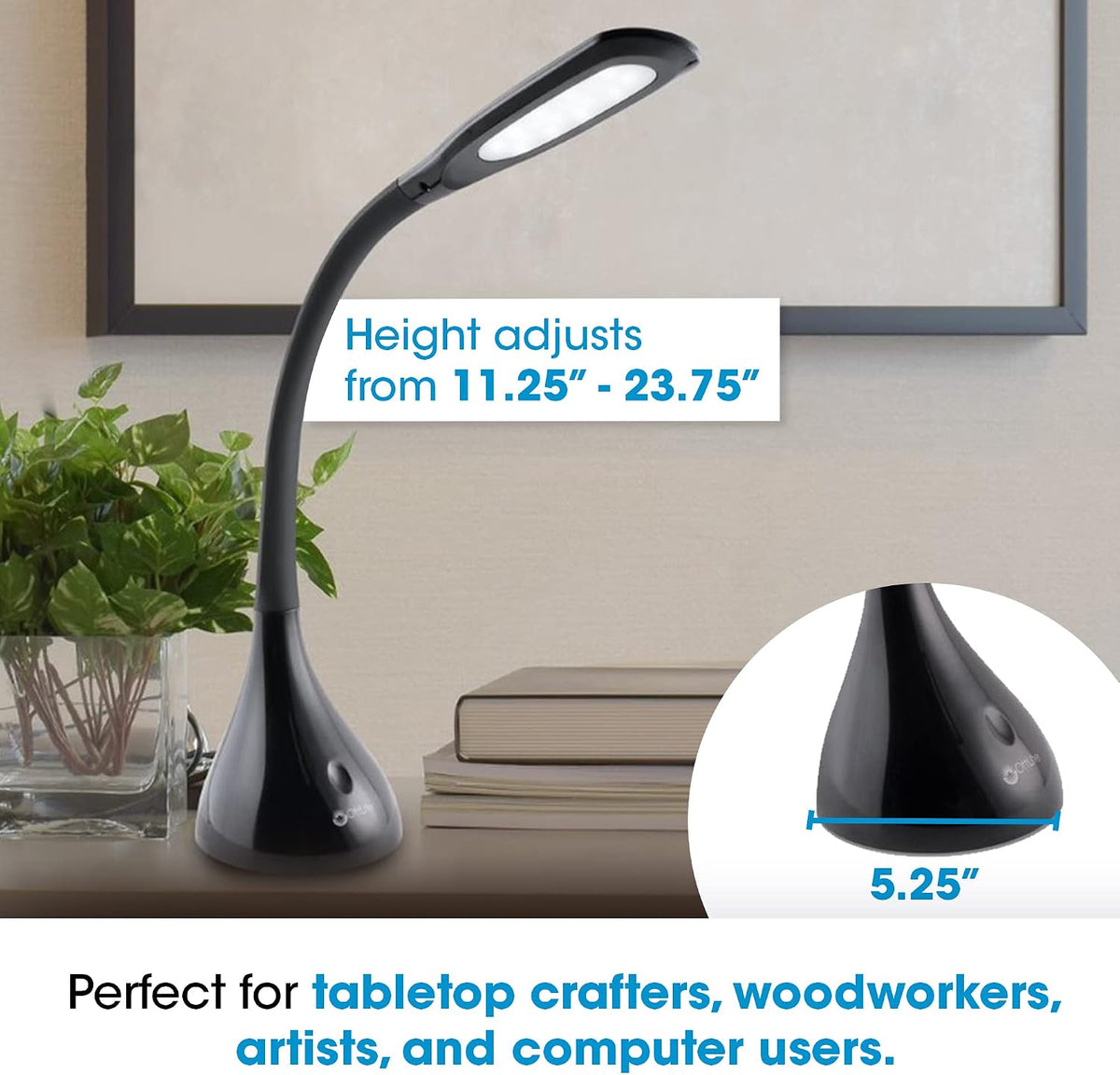 OttLite Creative Curves LED Desk Lamp, Black