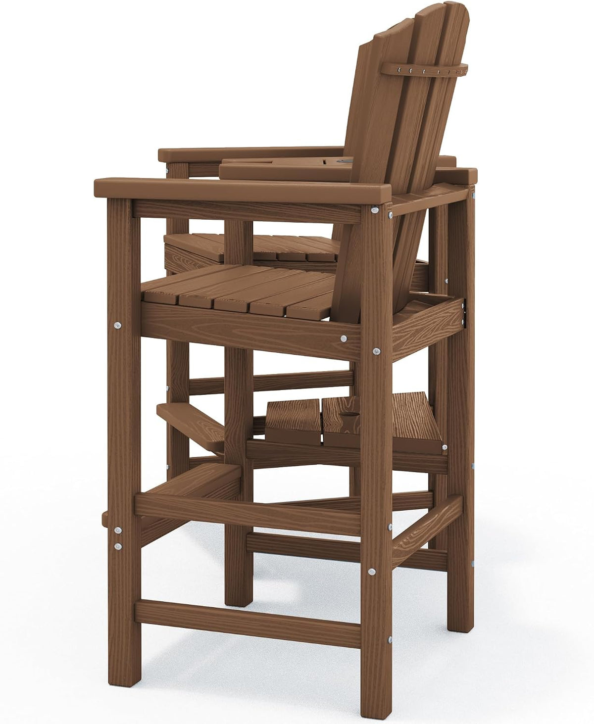 KINGYES Tall Adirondack Chair Set of 2 with Double Connecting Trays, Brown