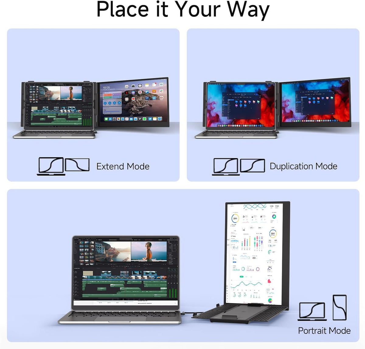 ROYY Laptop Screen Extender, 14" 1080P FHD IPS Portable Monitor