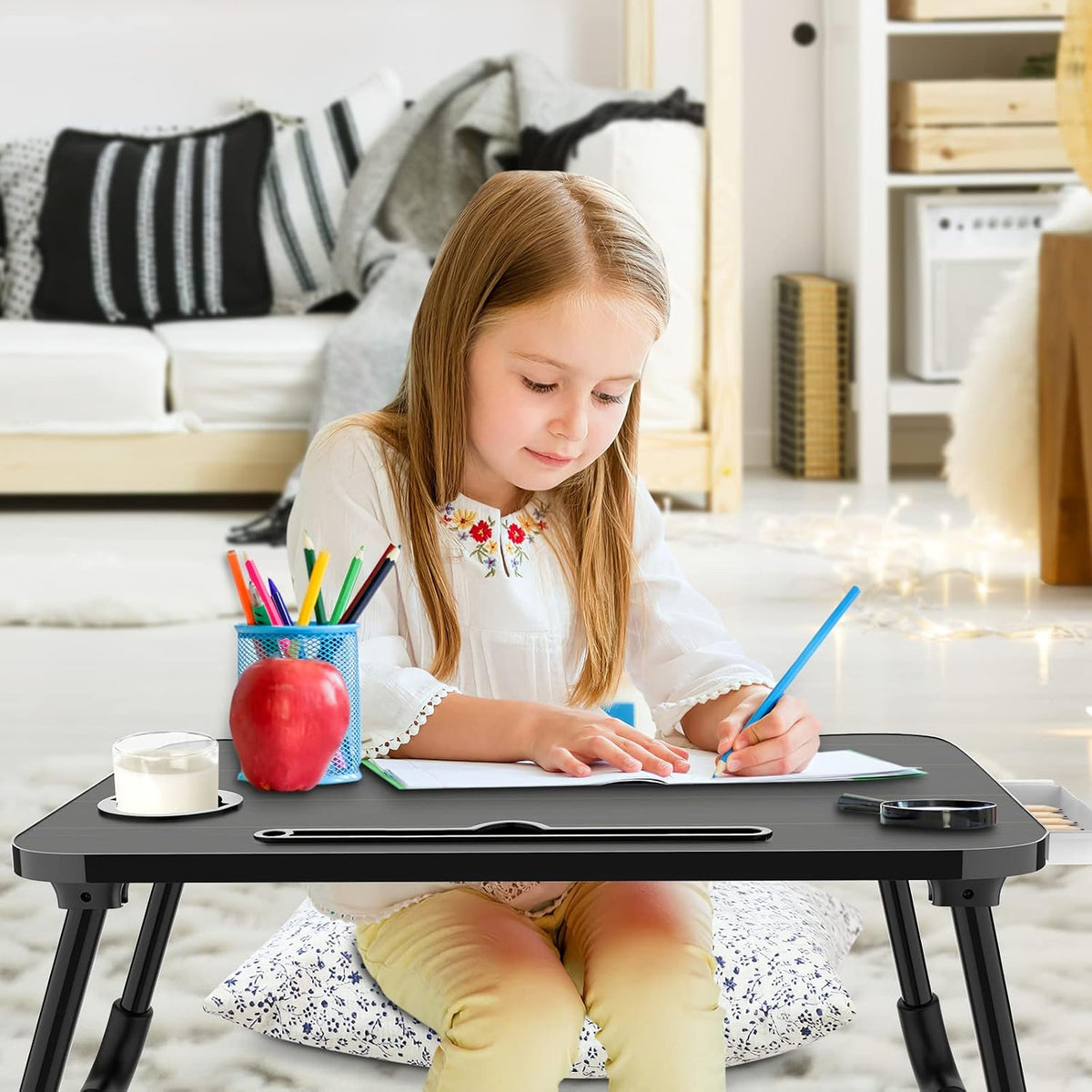 Zapuno Foldable Laptop Bed Table, Laptop Desk, Breakfast Tray, Arc Shape