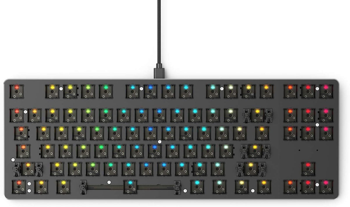 GLORIOUS Custom Gaming Keyboard - GMMK 85% Percent TKL Barebone - USB C Wired Mechanical Keyboard Kit - RGB Hot Swappable Switches & Keycaps - Black Metal Top Plate