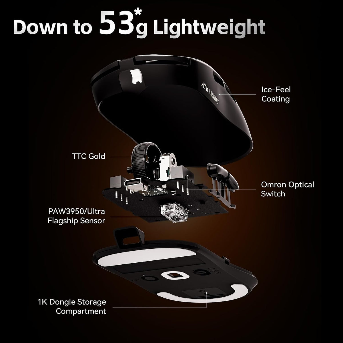 ATK Dragonfly A9 Wireless Gaming Mouse - White