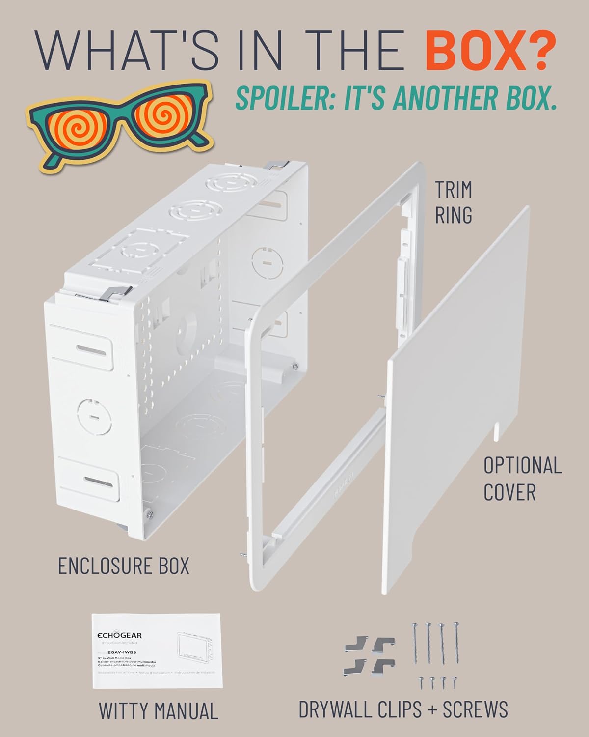 ECHOGEAR 9” in Wall TV Media Box – WiFi Friendly Cable Management Kit