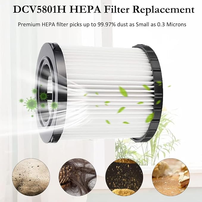 2 Pack DCV5801H Wet/Dry Vacuum HEPA Replacement Filter Compatible