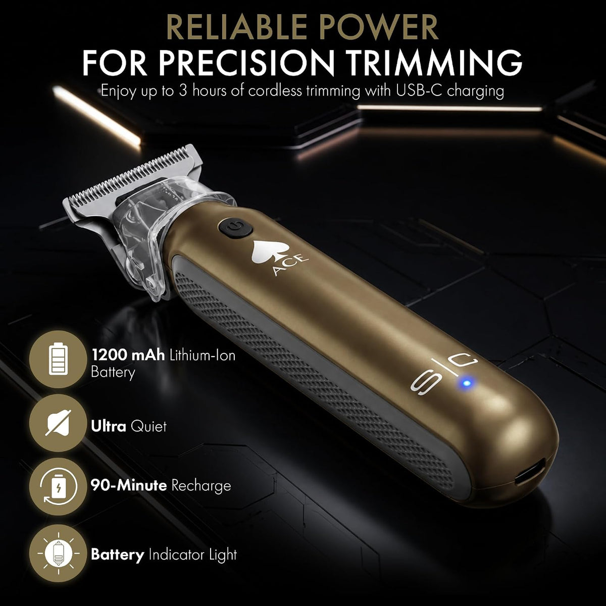 STYLECRAFT Ace Cordless Hair Trimmer, Slim Compact, Up to 7500 RPM Motor