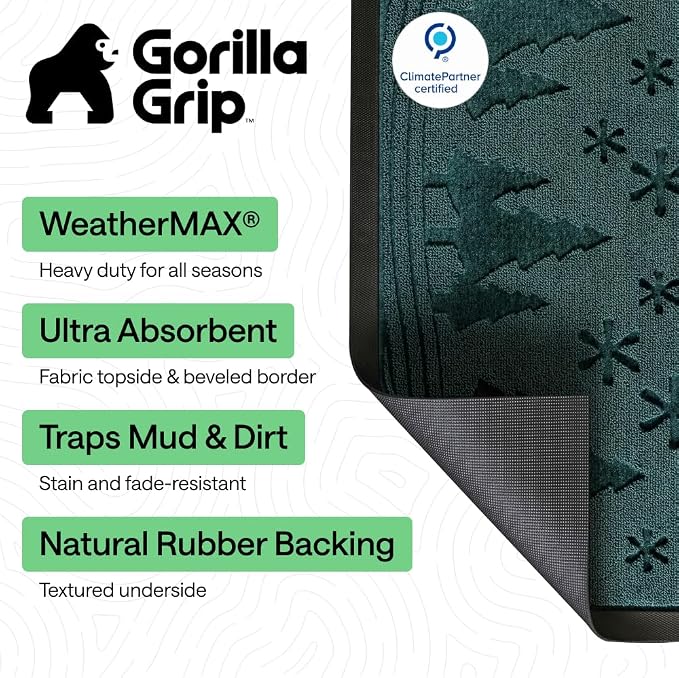 GORILLA GRIP 100% Waterproof All-Season WeatherMAX Doormat, US Designed Natural