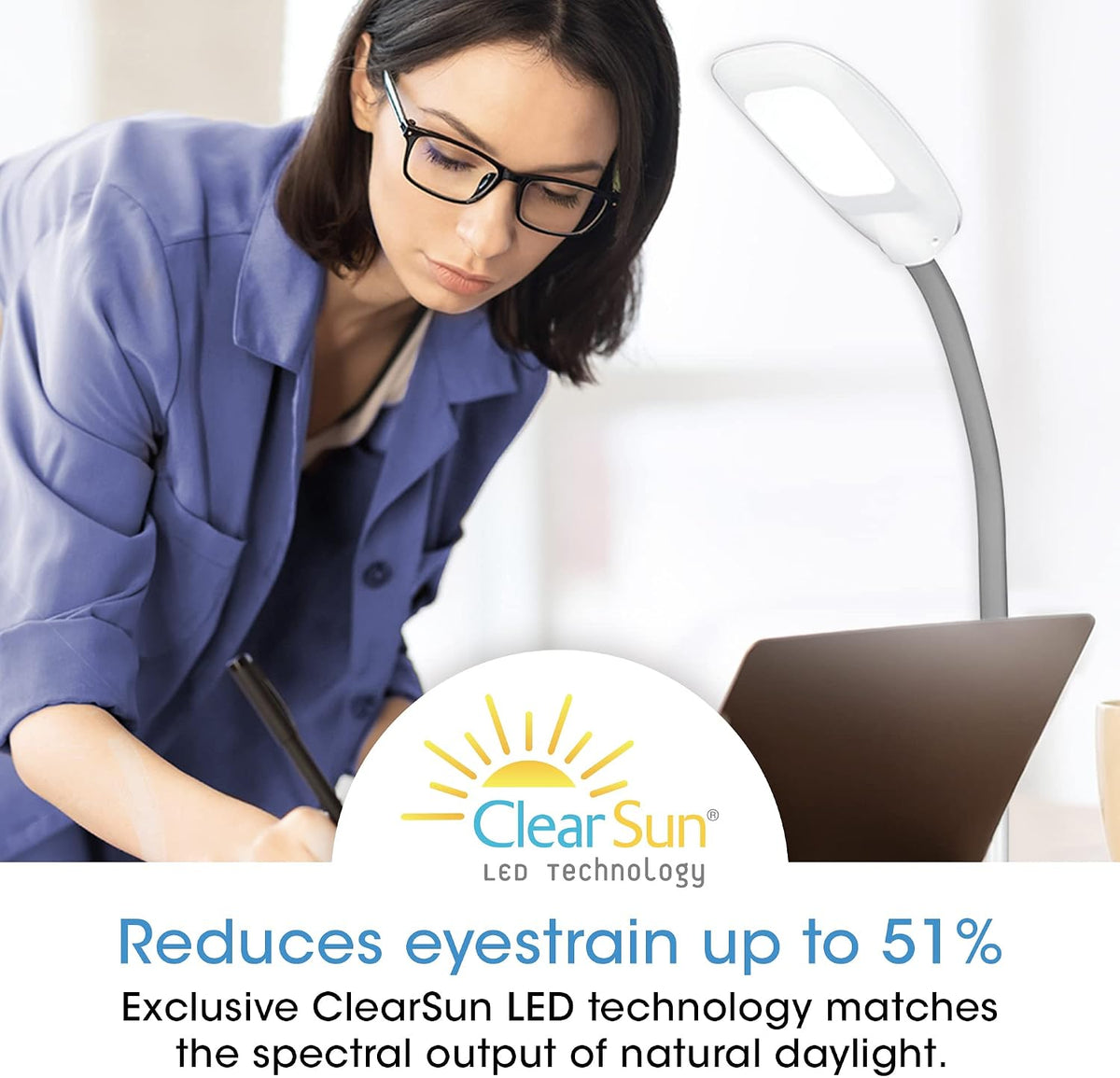 OttLite ClearSun LED Floor Lamp, Adjustable Height, White