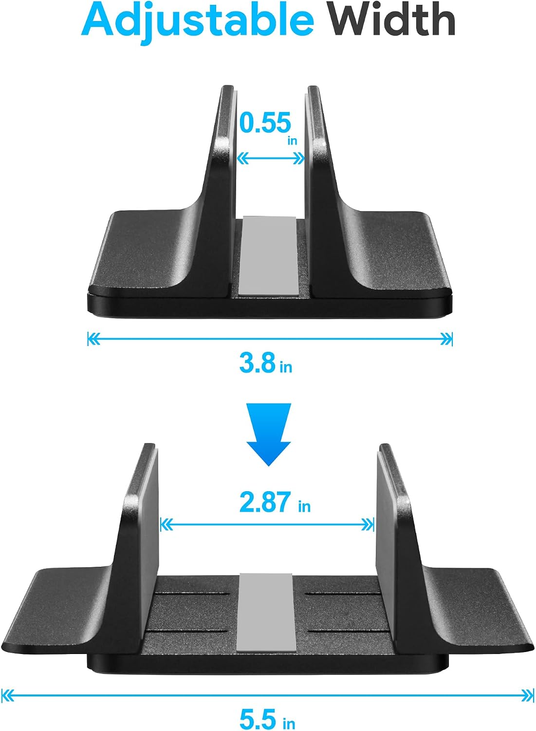 JARLINK Vertical Laptop Stand, Adjustable Aluminum Desktop Holder, Black (Pack of 2)