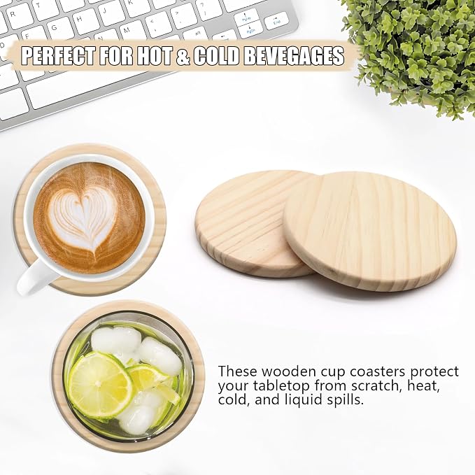 12 Pack 4 Inch Unfinished Round Wood Coasters