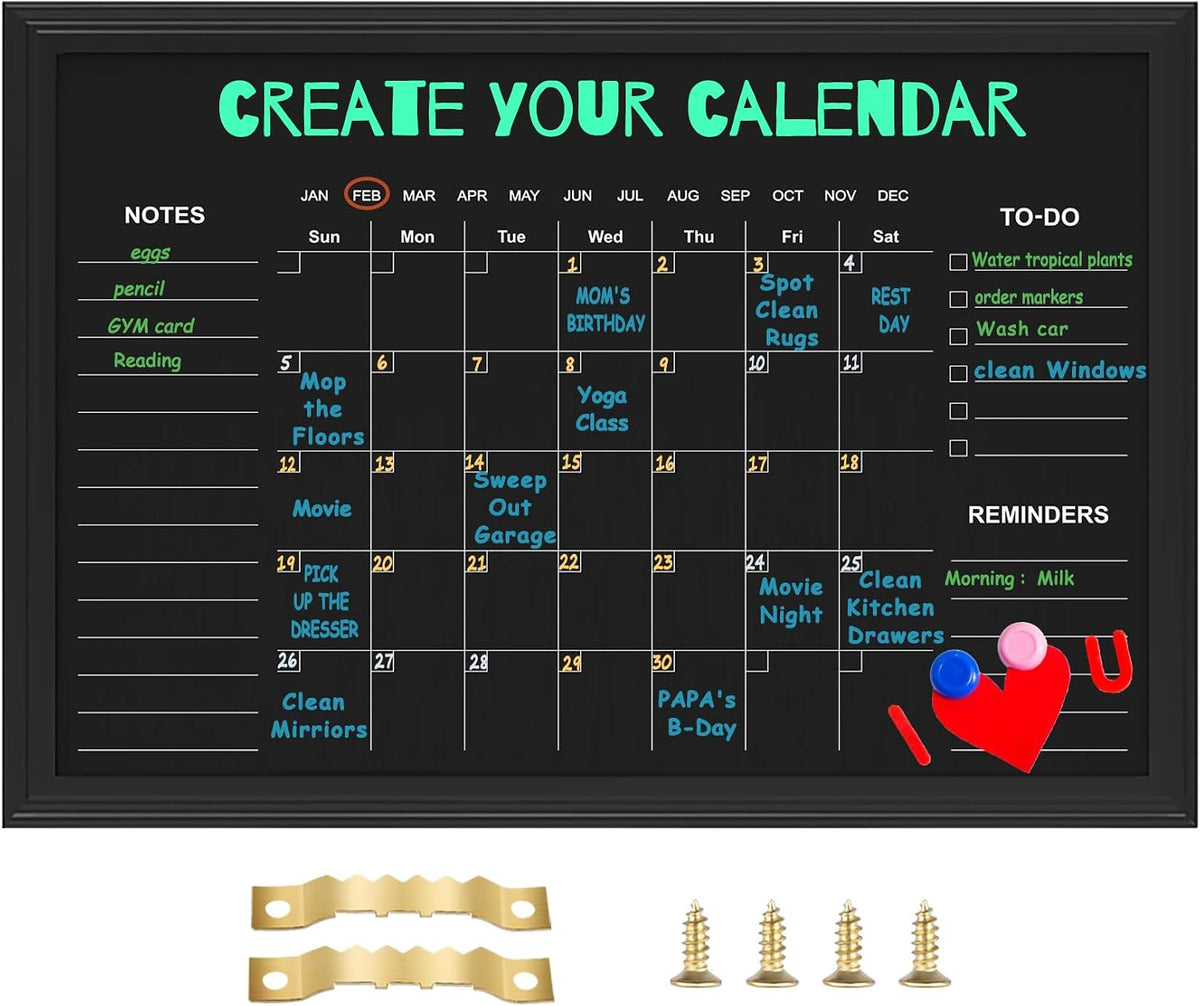 Large Magnetic Chalkboard Calendar,17.7" × 23.6" Family Planner Chalk Board