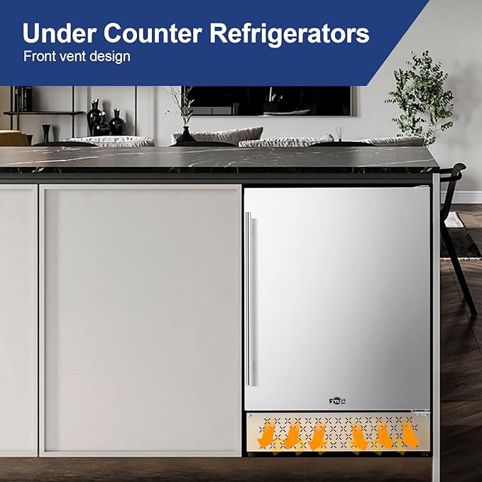 Tylza Outdoor Beverage Refrigerator 24 Inch, Stainless Steel Under Counter Beverage Cooler, 190 Cans Beer Fridge Built-in and Freestanding Beverage Fridge