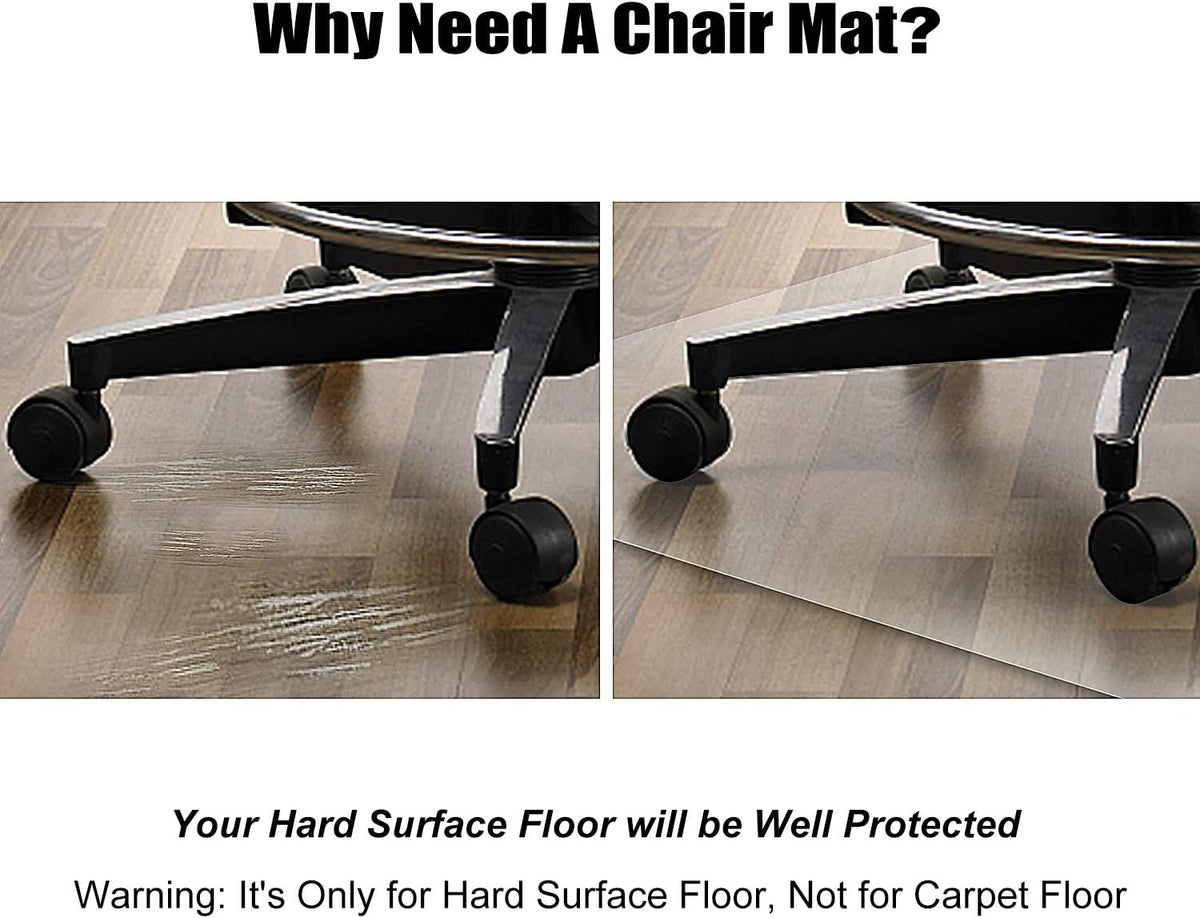 Azadx Large Office Chair Mat for Hard Floors 36" X 55", Clear PVC Chair Mat