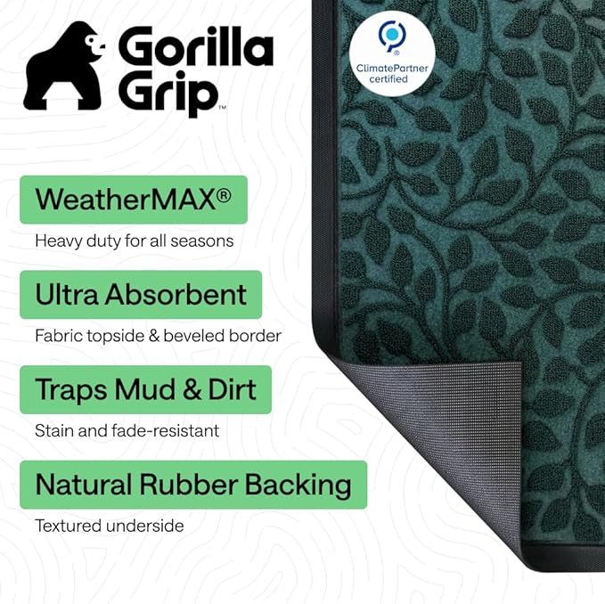 GORILLA GRIP 100% Waterproof All-Season WeatherMAX Doormat, US Designed Natural