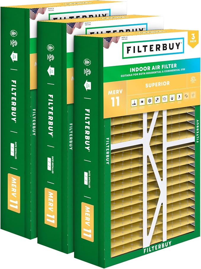 Filterbuy 17.5x27x5 Air Filter MERV 11 Superior Pet & Allergy Defense, Pleated