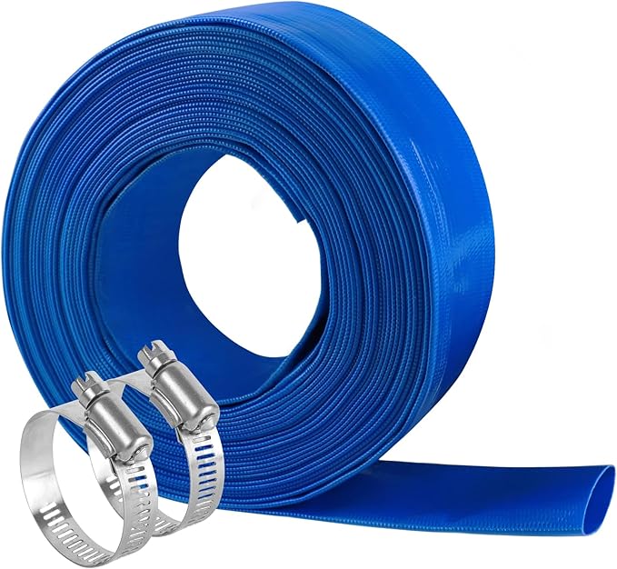 1 1/2 IN x 100 FT Pool Backwash Hose, Heavy Duty Flat Discharge Hose, Weather