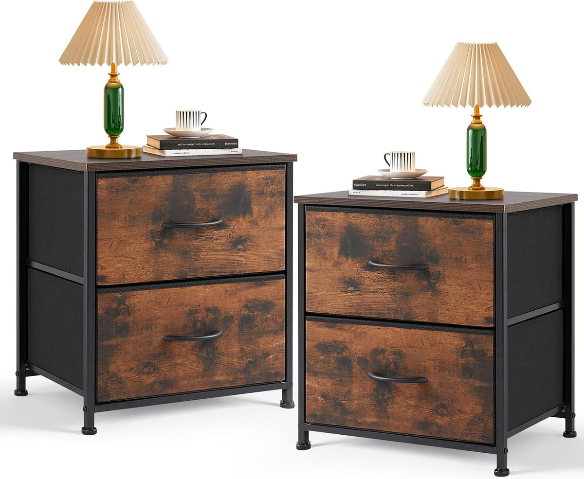 Nightstand Set of 2 Small 2 Drawer Dresser End Table Bedside Furniture