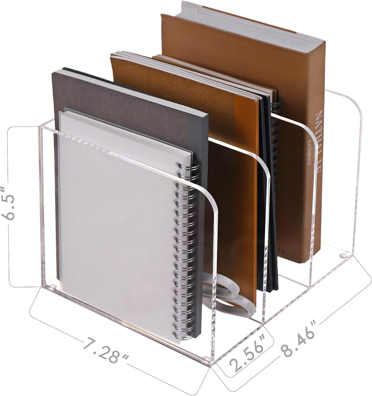 Acrylic Desk File Organizer, 3-Section Vertical File Folder Rack,Clear