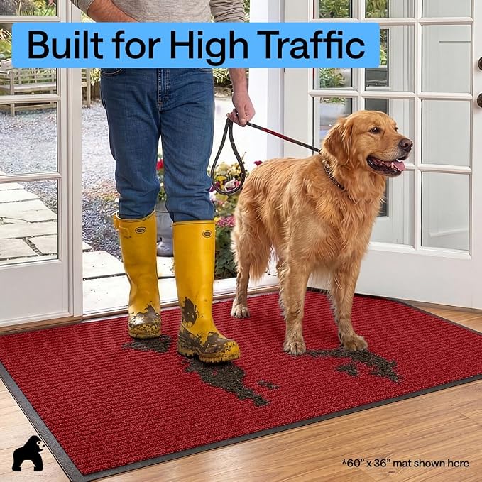GORILLA GRIP Waterproof Traffic Guard Door Mat, Heavy Duty Entryway Mats