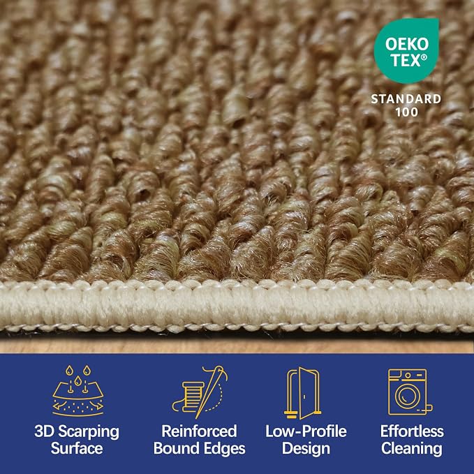 Dirt Trapping Door Mat 36x60, Taupe Faux Jute Entryway Rug | Low-Profile