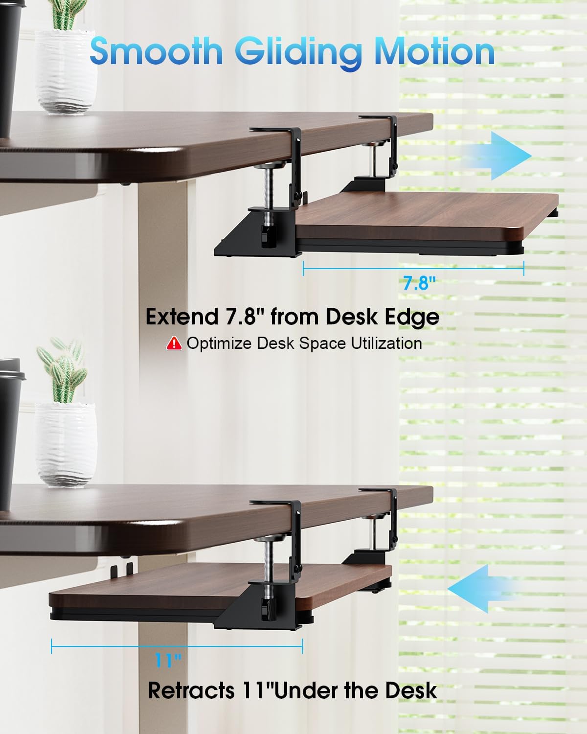 Small Keyboard Tray Under Desk, Pull Out Keyboard & Mouse Tray for Typing