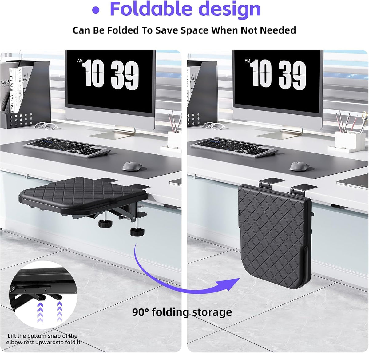 CABTE Arm Rest for Desk, 90°Foldable Computer Wrist Rest Shelf
