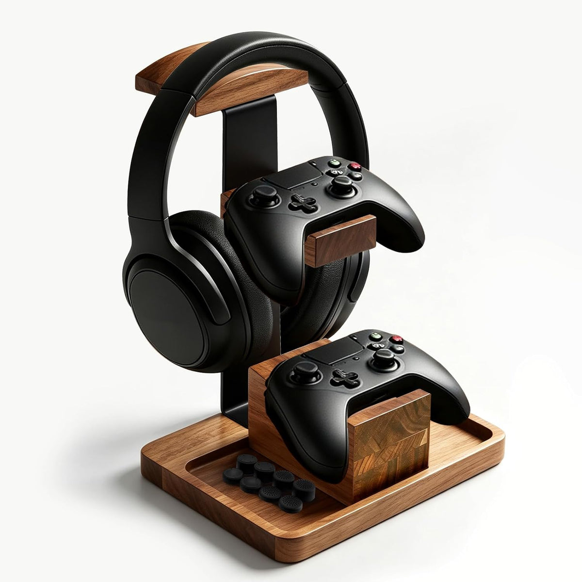 MINCORD Acacia Wood Headphone Stand with Controller Holder