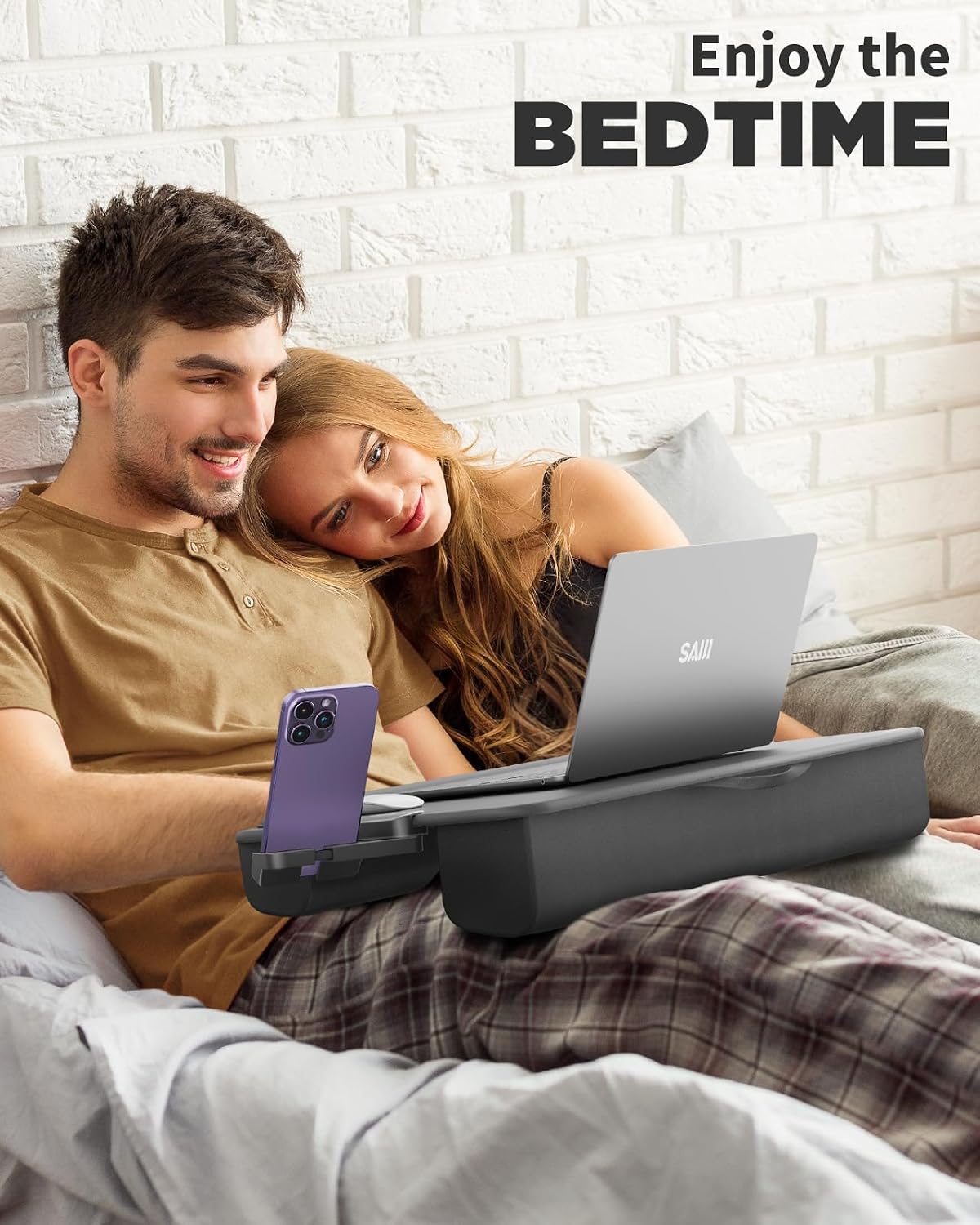 SAIJI Laptop Lap Desk, Portable Laptop Desk for Bed Fits Up to 17" Laptops