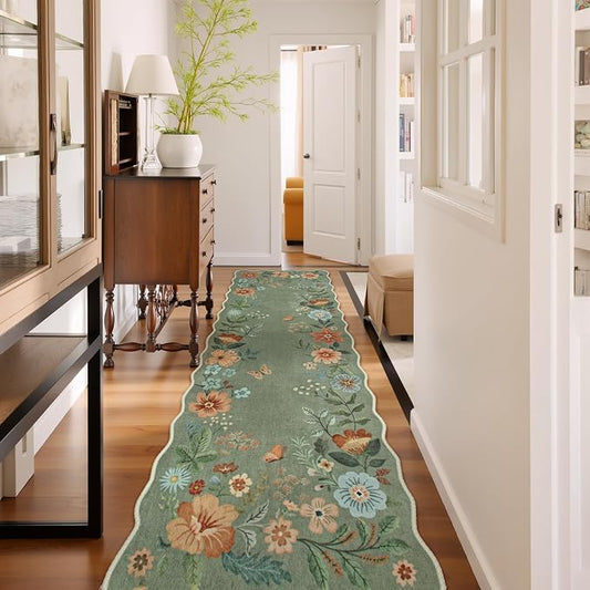 Lahome Floral Hallway Runner Rug Non Slip, Distressed Carpet
