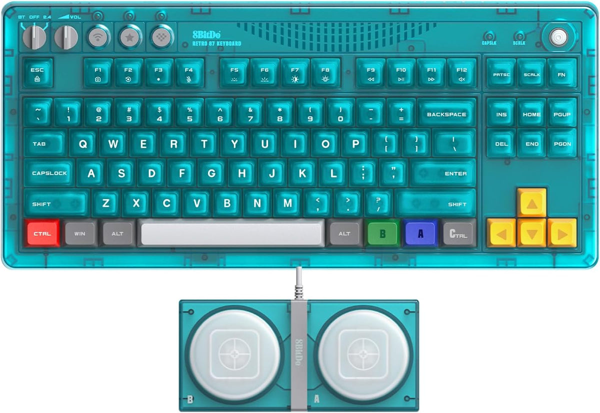 8Bitdo 87 Keys Retro Mechanical Keyboard for PC and Android - Clear Blue