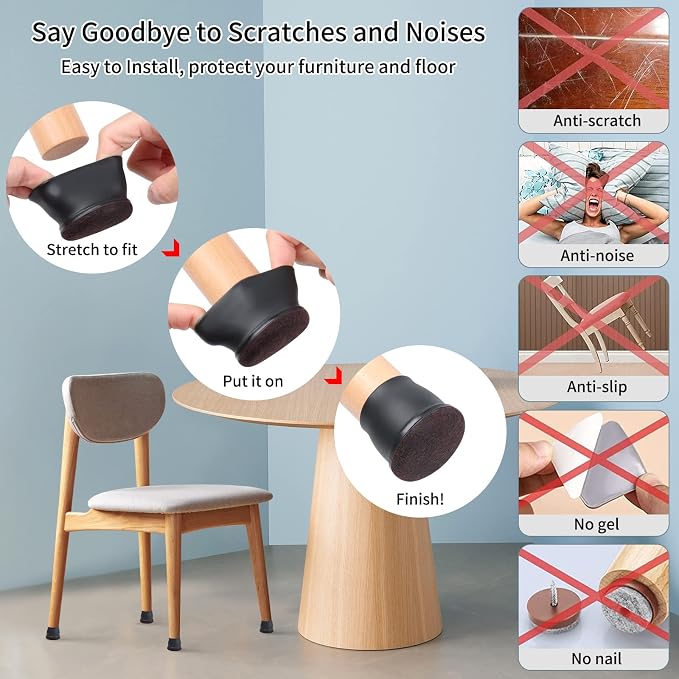 Ezprotekt 8 Pcs Extra Large Chair Leg Protectors