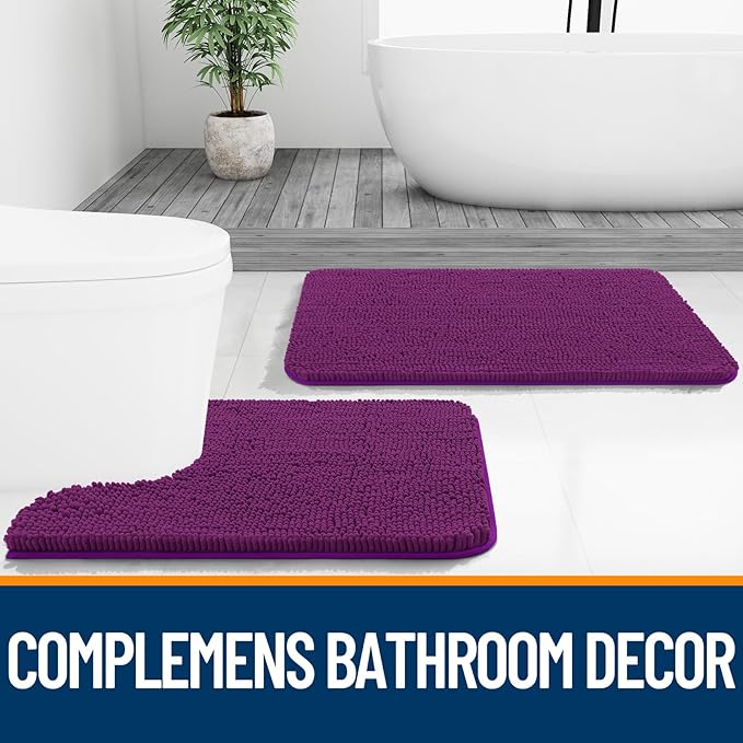 OLANLY Bathroom Rugs 36x24, Extra Soft Absorbent Chenille Bath Rugs, Rubber