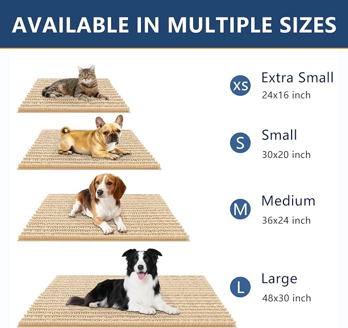 Smiry Dog Door Mat for Muddy Paws 48x30, Absorbent Dirt Trapper, Non-Slip