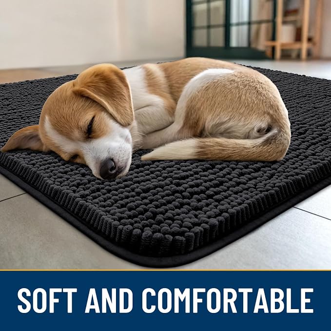 Smiry Dog Door Mat for Muddy Paws 47x24, Absorbent Dirt Trapper, Non-Slip