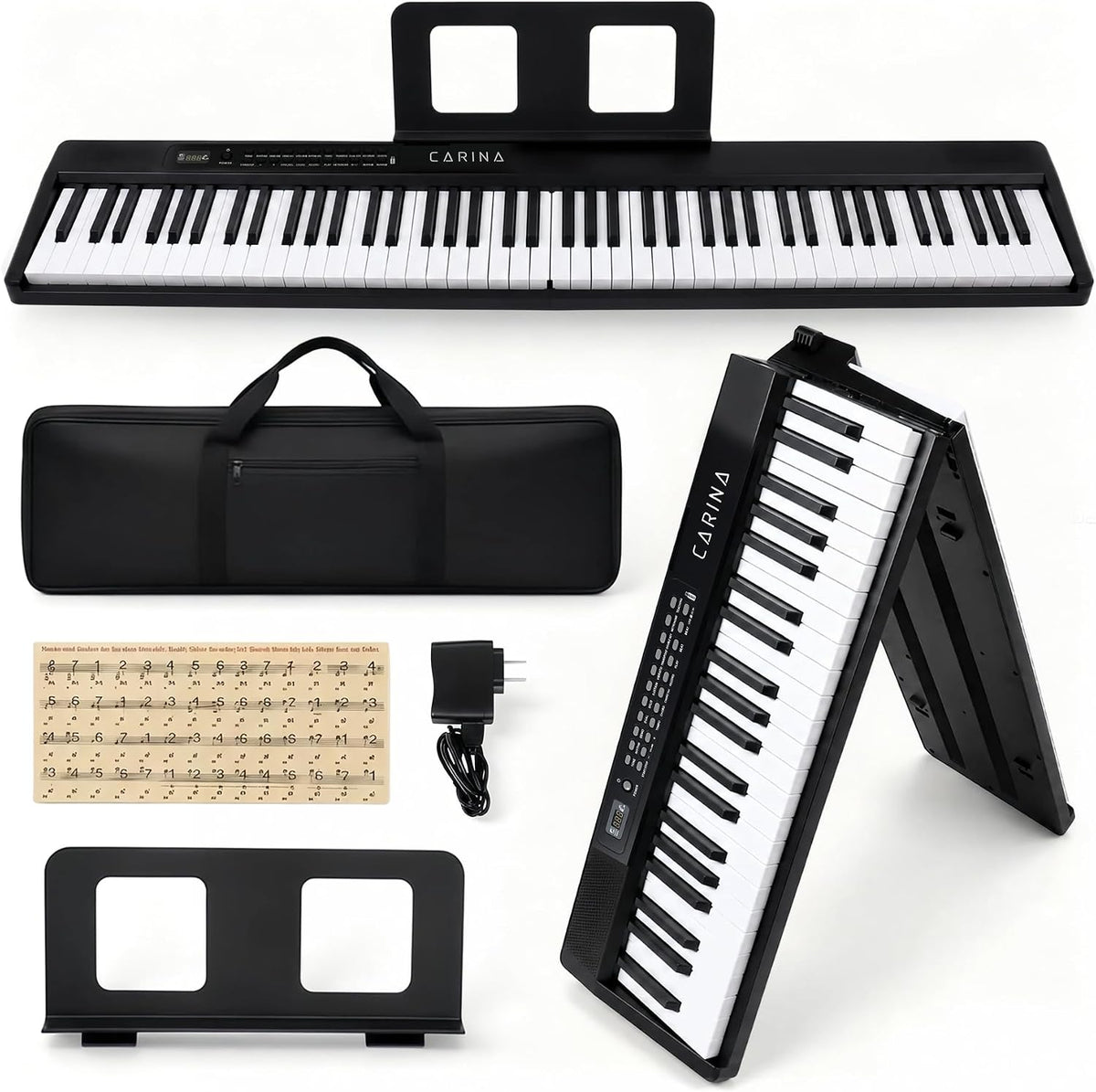 Carina 88-Key Foldable Digital Piano, Semi-Weighted, Portable Keyboard