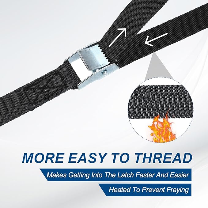 PATIKIL Lashing Straps 1" x 39 Ft, 2 Pcs Tie Down Strap Cam Buckle Adjustable Ratchet Straps 551 lbs for Cargo Trucks Motorcycle Luggage, Black