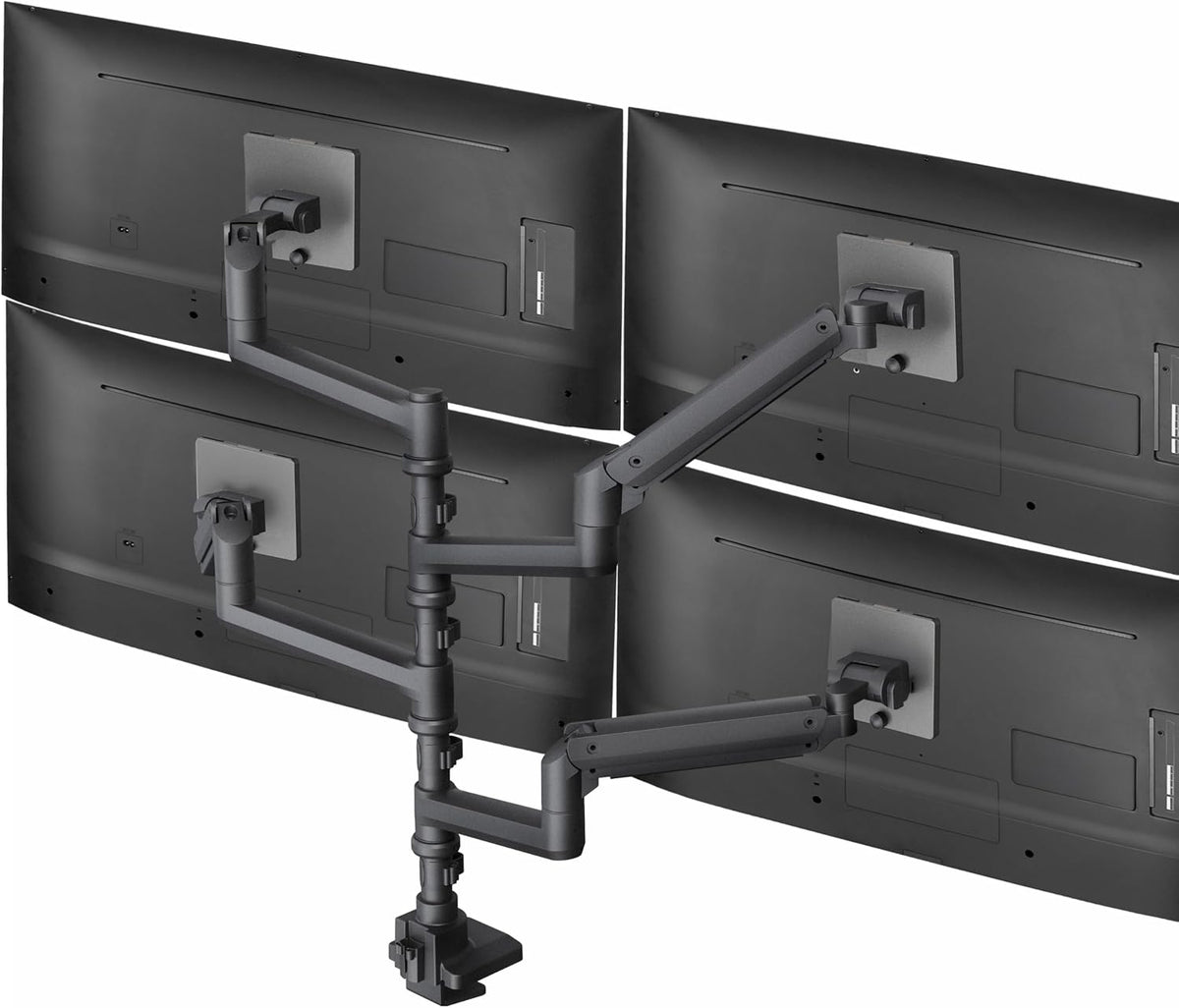 VIVO Pneumatic Arm Quad Ultrawide Monitor Extra Tall Desk Mount for Up to 49 inch Screens Individual Arm Capacity, Max 38 inch Screens for 4 Ultra Wides Up to 44 lbs, Black, STAND-V400D