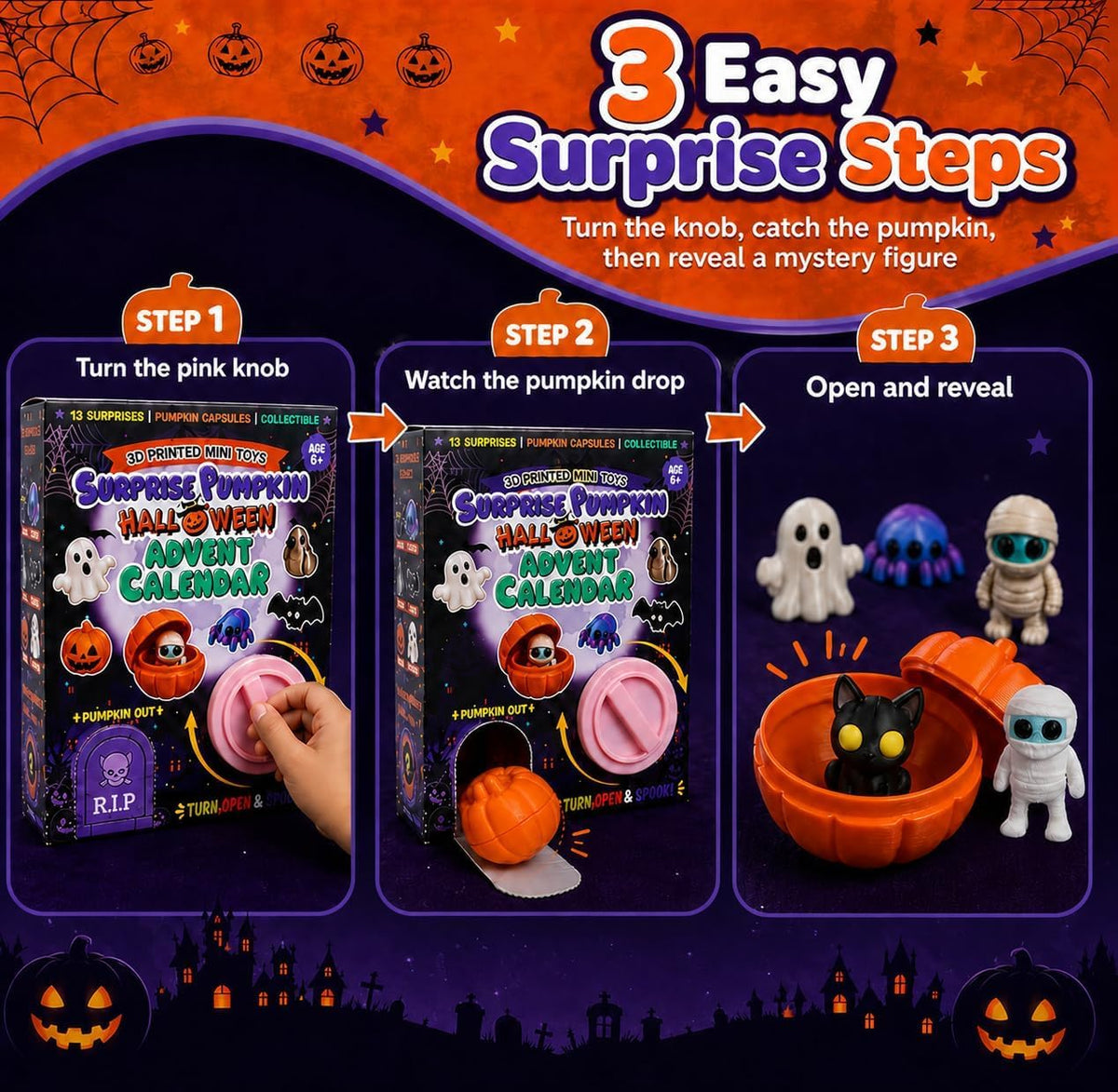 Halloween Advent Calendar 2026,13 Pumpkin Capsule Mini Figures