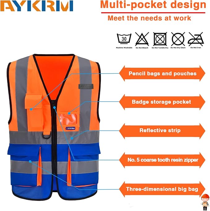A-SAFETY High Visibility Reflective Safety Vest Customize Logo (XS-8XL)