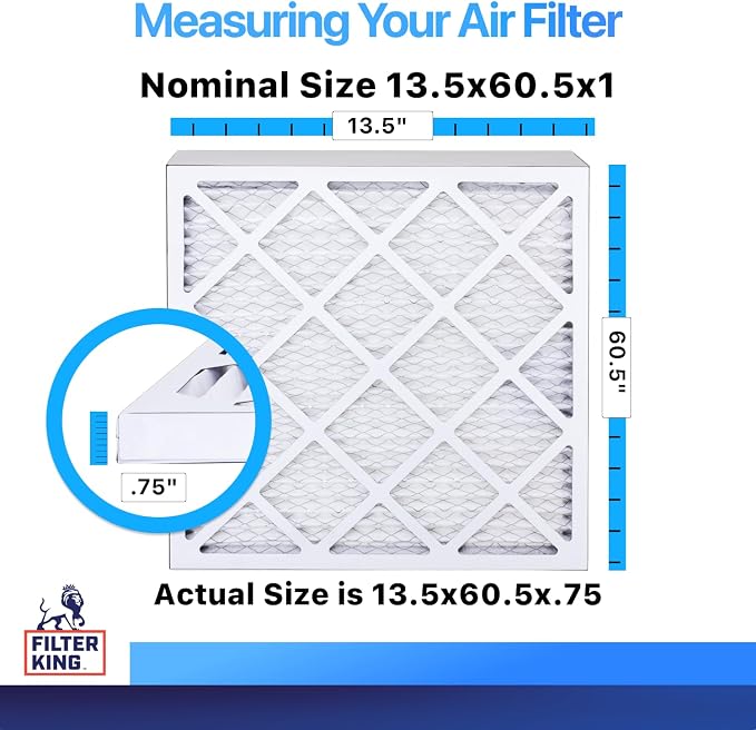 Filter King 13.5x60.5x1 Air Filter | 4-PACK | MERV 8 HVAC Pleated A/C Furnace