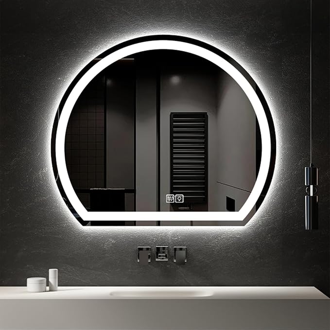 Bathroom Mirror with 3 Colour LED Lights, Lighted Bathroom Makeup Wall Mounted