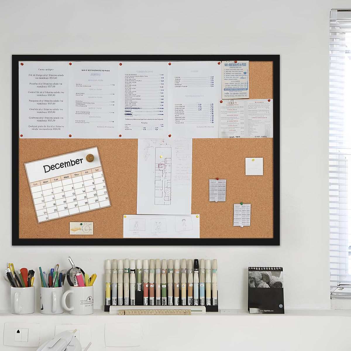 TooCust 24x36 Large Cork Board for Walls with Black Solid Wood Frame, Premium Double Sided Bulletin Board for Office & Home, Decorative Hanging Pin Notice Board, 1 Pack