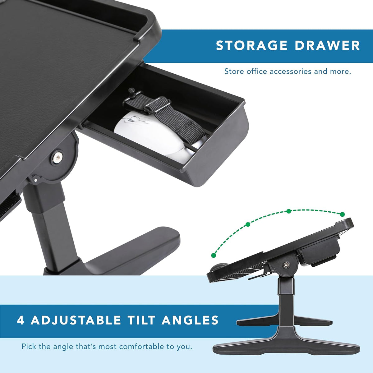LAPGEAR Easy Tilt Bed Desk - Black, Fits 17.3" Laptops