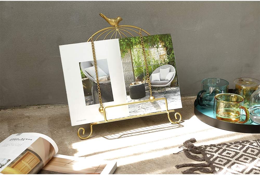 Jemeni Cookbook Stand for Kitchen, A Recipe Easel is Metal Birdcage Shaped