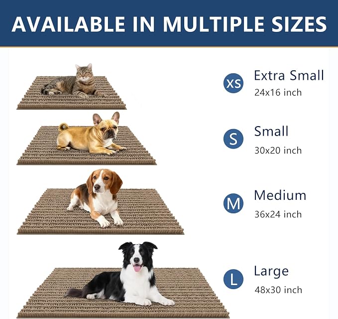 Smiry Dog Door Mat for Muddy Paws 47x17, Absorbent Dirt Trapper, Non-Slip